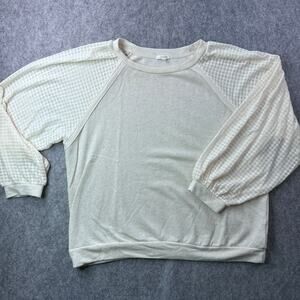 Pleione Cream Sweater with Textured Sleeves